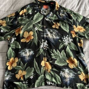 Tommy Bahama Black and Yellow Casual Button Down Big and Tall Shirt size 2XB